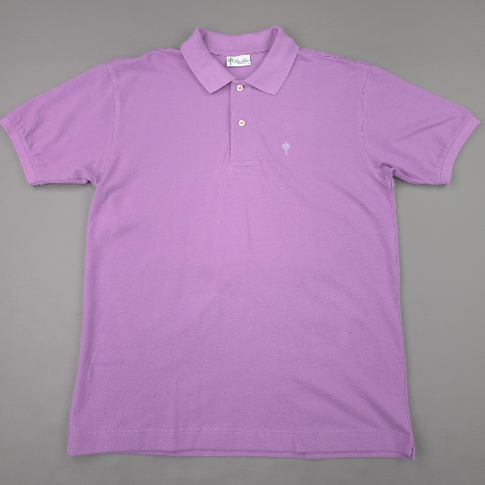 Ben Silver Polo Shirt Mens Medium Purple Pique Cotton Palm Tree Logo Charleston